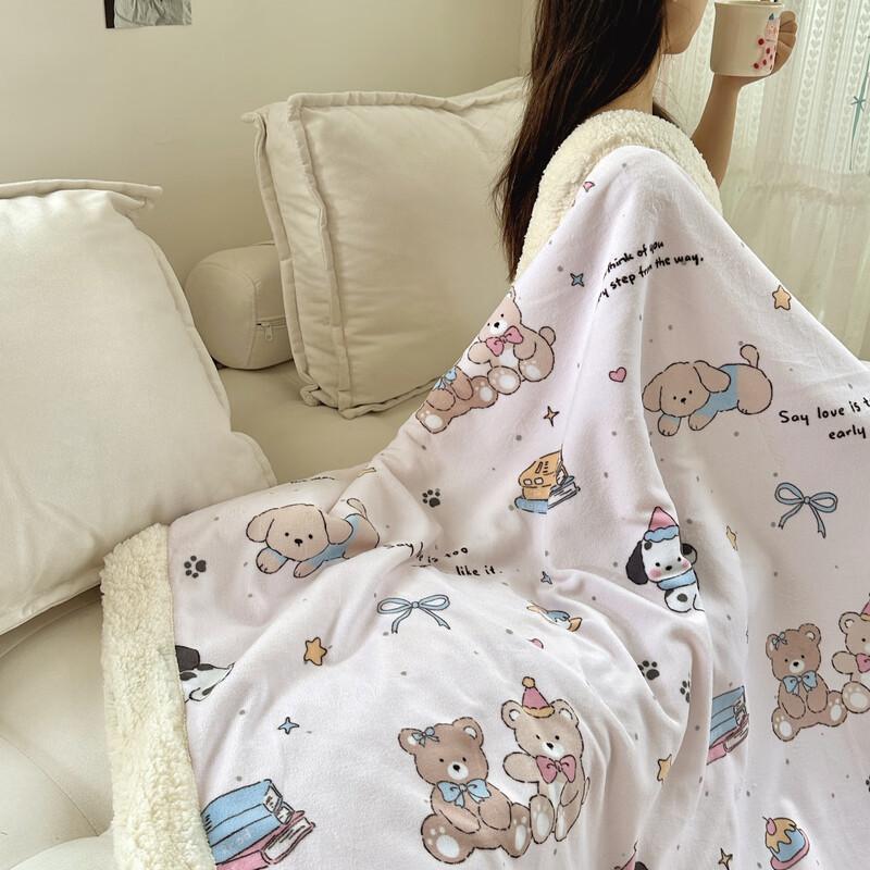 LISM Lamb Fleece Milk Velvet Throw Blanket