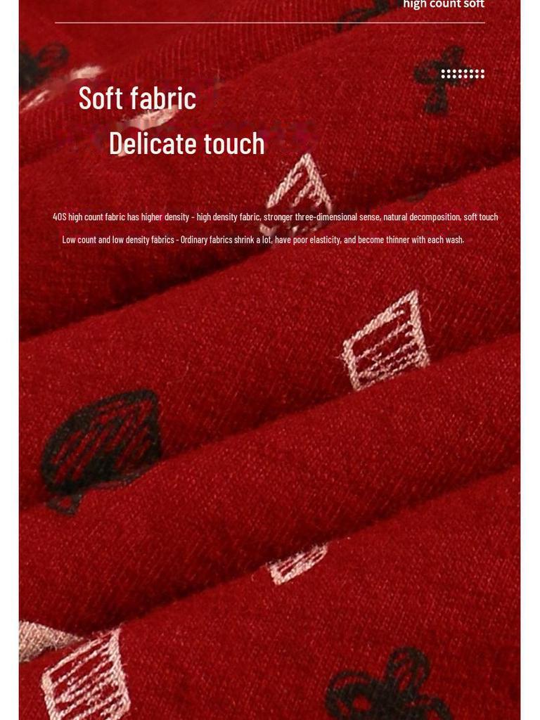 Red New Year Zodiac Boxer Shorts Gift Box - Pure Cotton Underwear for Family Celebrations and Weddings