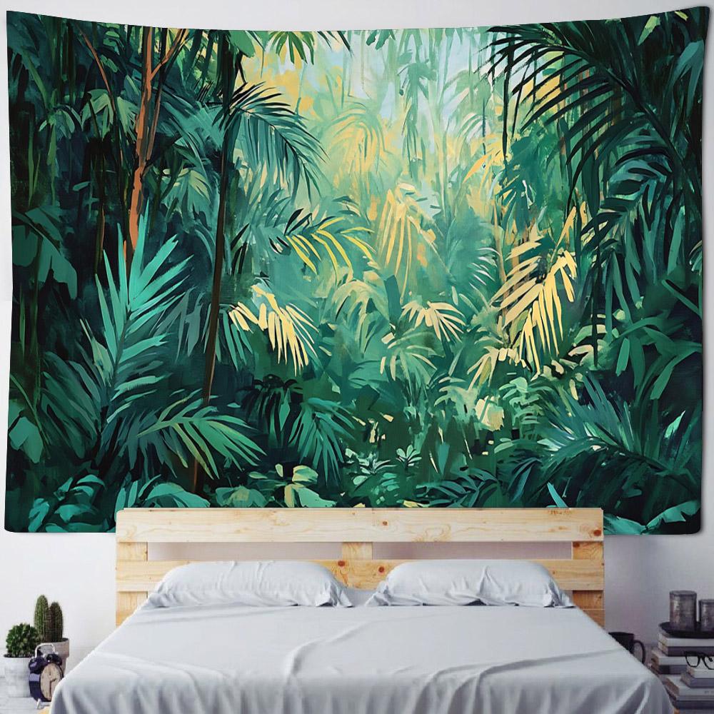 Bohemian Style Tapestry, Tropical Plant Art Wall Hanging, Psychedelic Home Background Decoration, Available In Various Sizes