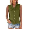 Summer Fashion Sleeveless Women Shirt Lapel Loose Casual Simple Office Blouse Plus Size Ladies Solid Color Elegant Basic Tops Clothing
