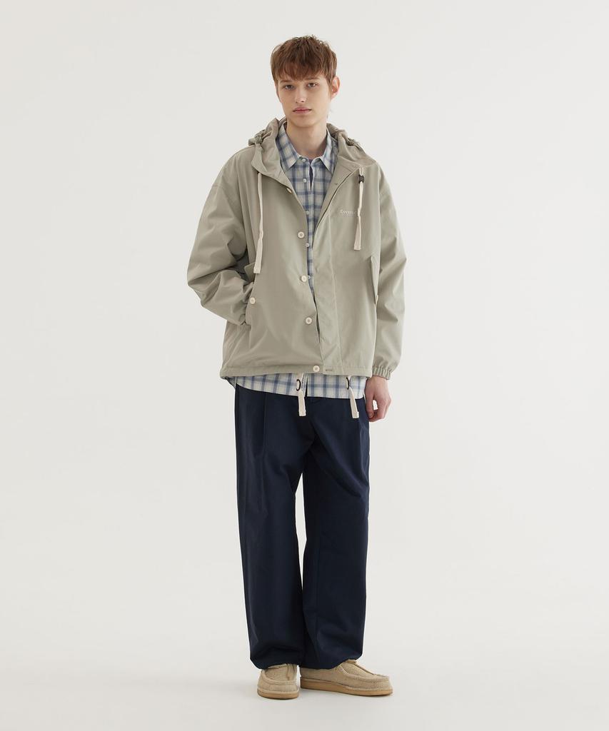 COVERNAT Semi-Wide Cotton Belted Pants Dark Navy