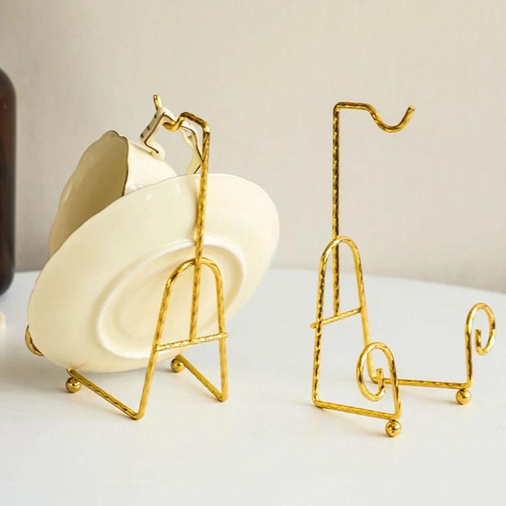 Decorative Cup and Saucer Display Stand Metal Saucer Holder Kitchen Cup Organizer  Home Kitchen