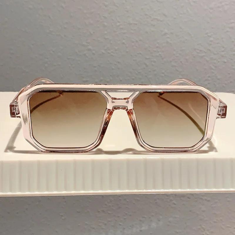 Fashion Retro Double Bridge Sun Glasses for Women Ins Vintage Square UV400 Sunglasses Eyewear Men Classic Ins Goggle Shades