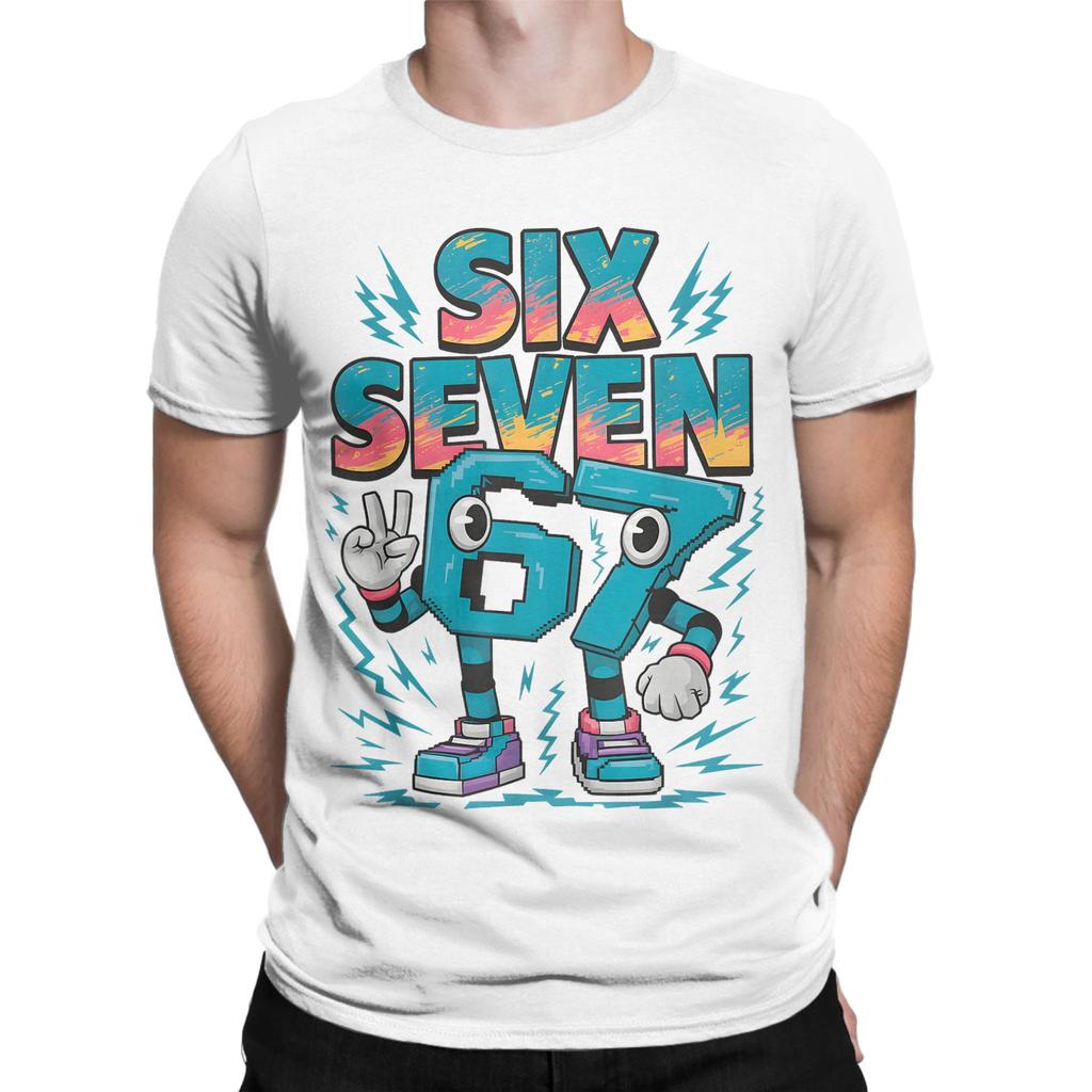 Streetwear T Shirt Beach Meme 67 Six Seven 6 7 Italian Brainrot  T-Shirts  Cotton Tee Shirt for Men Y2K Cheap Short Sleeve Tees