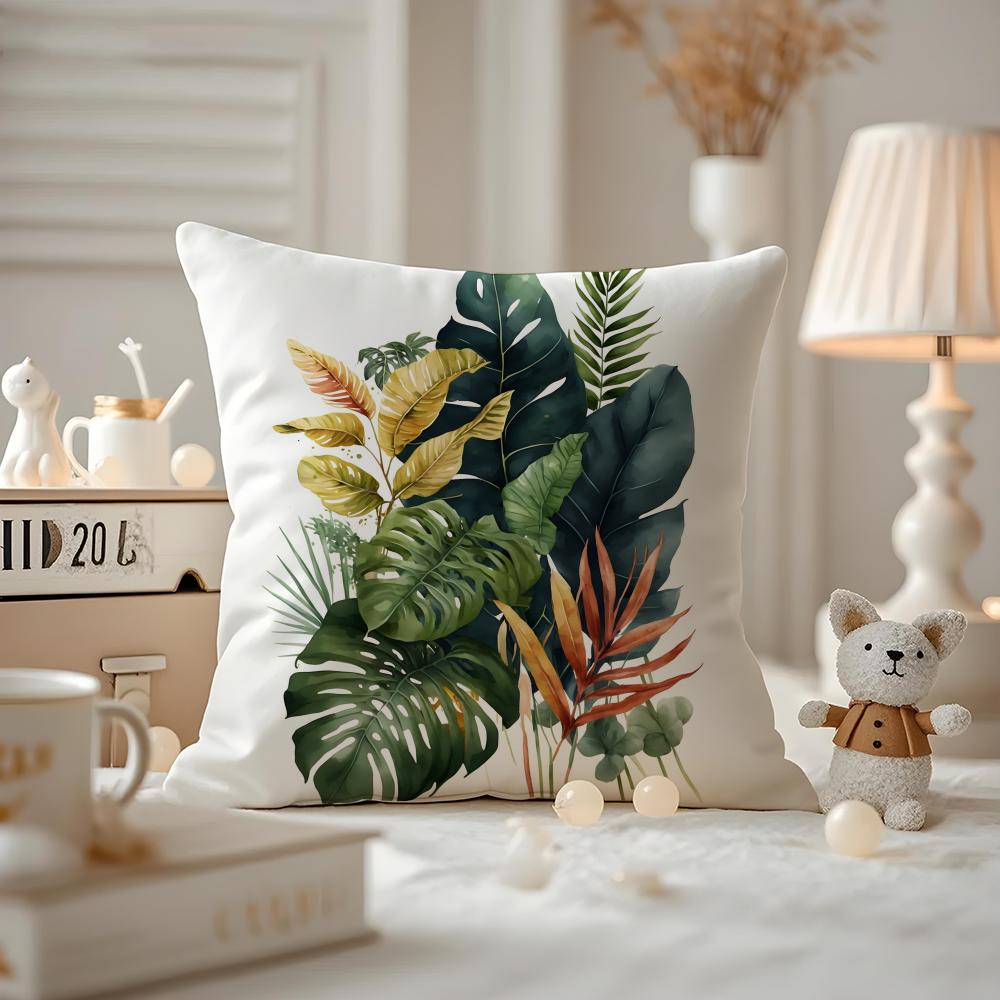 Cool Summer Prints Cushion Cover Anti-dustmite Pillowcase Invisible Zipper Silky Short Plush Sofa Cushion Cover