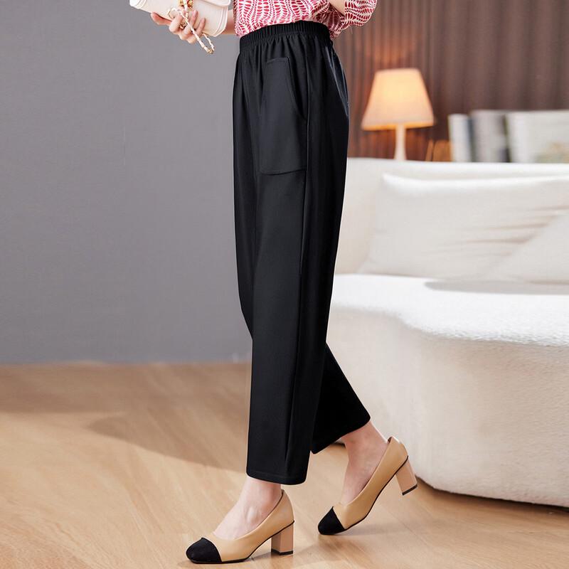 Pastel Mid-Age Women's Loose Fit Elastic Waist Casual Pants