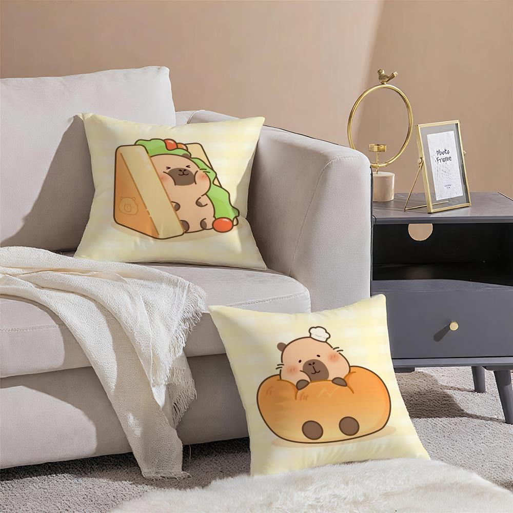Cute Cartoon Capybara Go! Pillow Case Ultra Soft Skin Friendly Fabric Cloud Like Comfort & Concealed Zipper