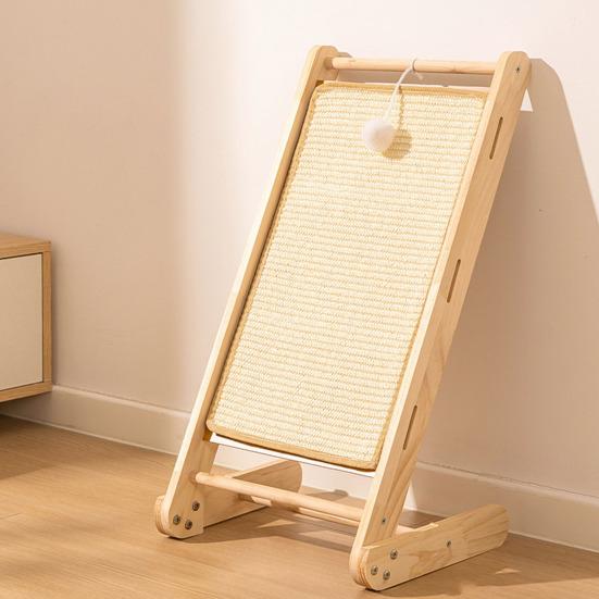 Angled Cat Scratcher Sisal Cat Scratch Ramp Tilted Cat Scratching Board with Toy Balls for Indoor Cats Kitties Home Furniture Protection