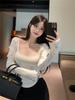 Autumn/Winter Sexy 3D Embroidered Lace U-Neck Slimming Base Layer T-Shirt