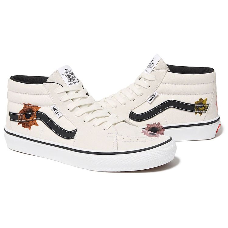 Supreme X Nate Lowman X Vans Skate Grosso Mid Cream Unisex Sneakers White VN0A5KS1CRM