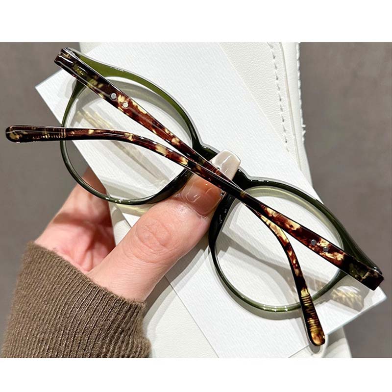 Ultraleichte ovale Rahmen Brille mit klarem Glas für Damen Leopard Grün Herren Blaulichtblockierende Computerbrille