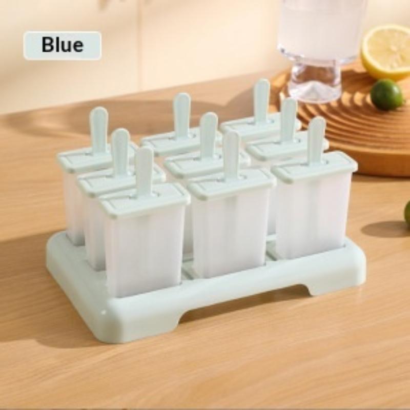 9 Grid Ice Cream Popsicle Mold Diy Ice Cream Machine Homemade Ice Box With Plastic Stick Ice-Lolly Mold Ice Tray Kitchen Gadgets