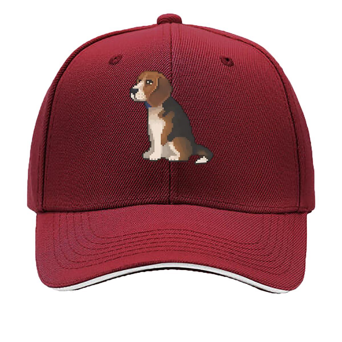 

Beagle Pixel Dog Art Hip Hop hat Fashion Outdoor Sports Sandwich Baseball Cap One Size бордовый