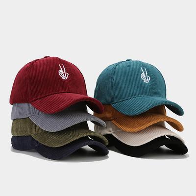 Frühlings-Skelettfinger-bestickte Cord-Baseballmütze für Damen, trendige Outdoor-Sonnenschutzmütze mit Entenzunge