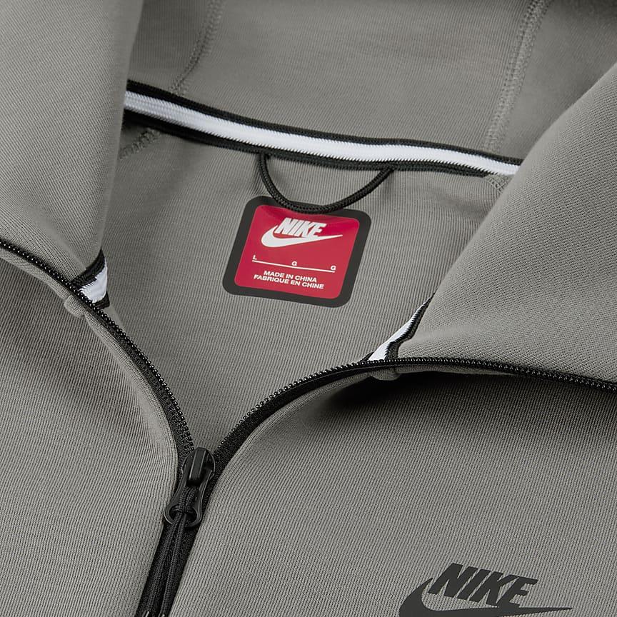Nike Sportswear Tech Fleece Windrunner Comfortable Full-Zip Long Sleeve Jacket Men Jackets Light-Iron-Ore Cool-Grey Black FB7922-014