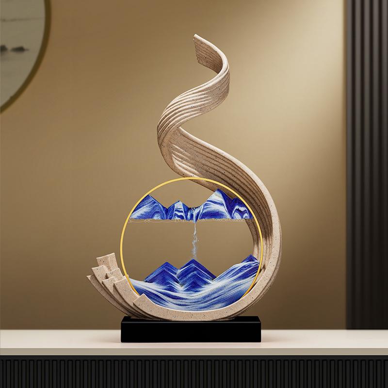 Elegant Flowing Sand Painting Ornament - High-End Decor for Living Room, TV Cabinet, Office, or Housewarming Gift