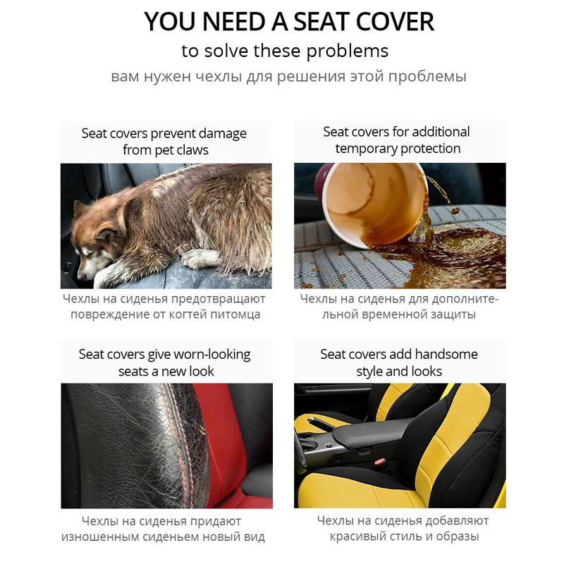 7PCS Track Detail Style Car Seat Covers Set Polyester Fabric Universal Fits Most Cars Covers Car Seat