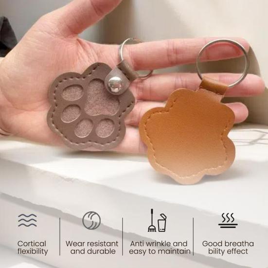 Pet Fur Storage Keychain Dog Cat Hair Memorial Keychain Faux Leather Paw Print Keepsake with Transparent Hair Storage Heartfelt Gift for Cat Dog