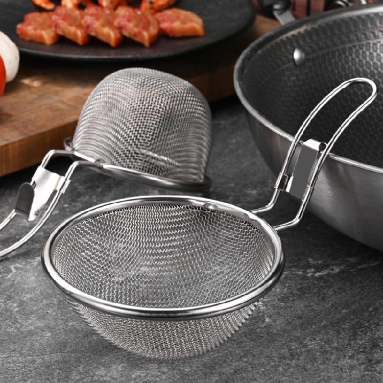 Stainless Steel Skimmer Fine Mesh Colander For Filtering Soup Frying Food Hanging Edges Kitchen Accessory