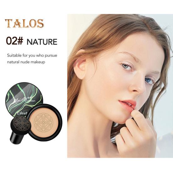 Crème CC avec houppette à poudre de champignon Fond de teint correcteur de couleur à couvrance totale Hydratant Longue durée Contrôle du sébum Anti-cernes léger et naturel
