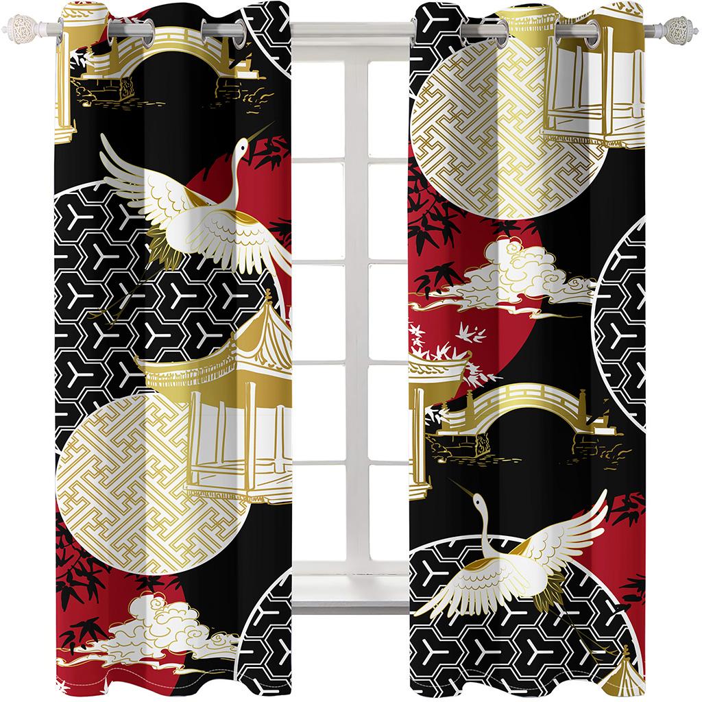 Bird Animal Red-crowned Crane Odorless Blinds Hall Thin Window Curtains for KidsLiving Room Bedroom Bathroom Door Kicthen Decor