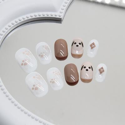 Cute Puppy Children Wear Armor Dog Paws Rhombus Fake Nails Nail Patch Nail Patch Childlike Nail Patch
