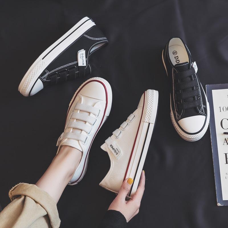 Fashion Korean Style Trendy Versatile Velcro Canvas Shoes Summer Breathable Student Casual Shoes Lightweight Comfort Fats Shoe Women’s