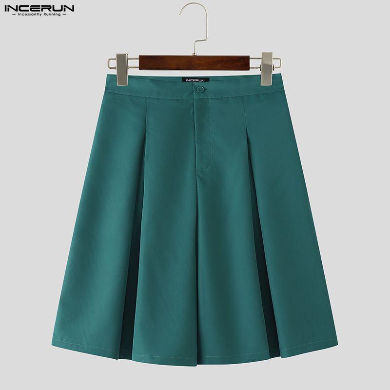 INCERUN Two Pieces Men V Neck Thin Sleeveless Vest and Pleated Shorts Clothing Sets