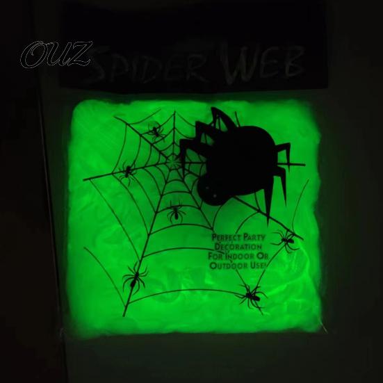 Reusable Spider Web Halloween Glow-in-the-Dark Web, 20/40/60/100/120/200/300g Luminous with Mini Spiders, Artificial Webbing Decor for Holiday Party,