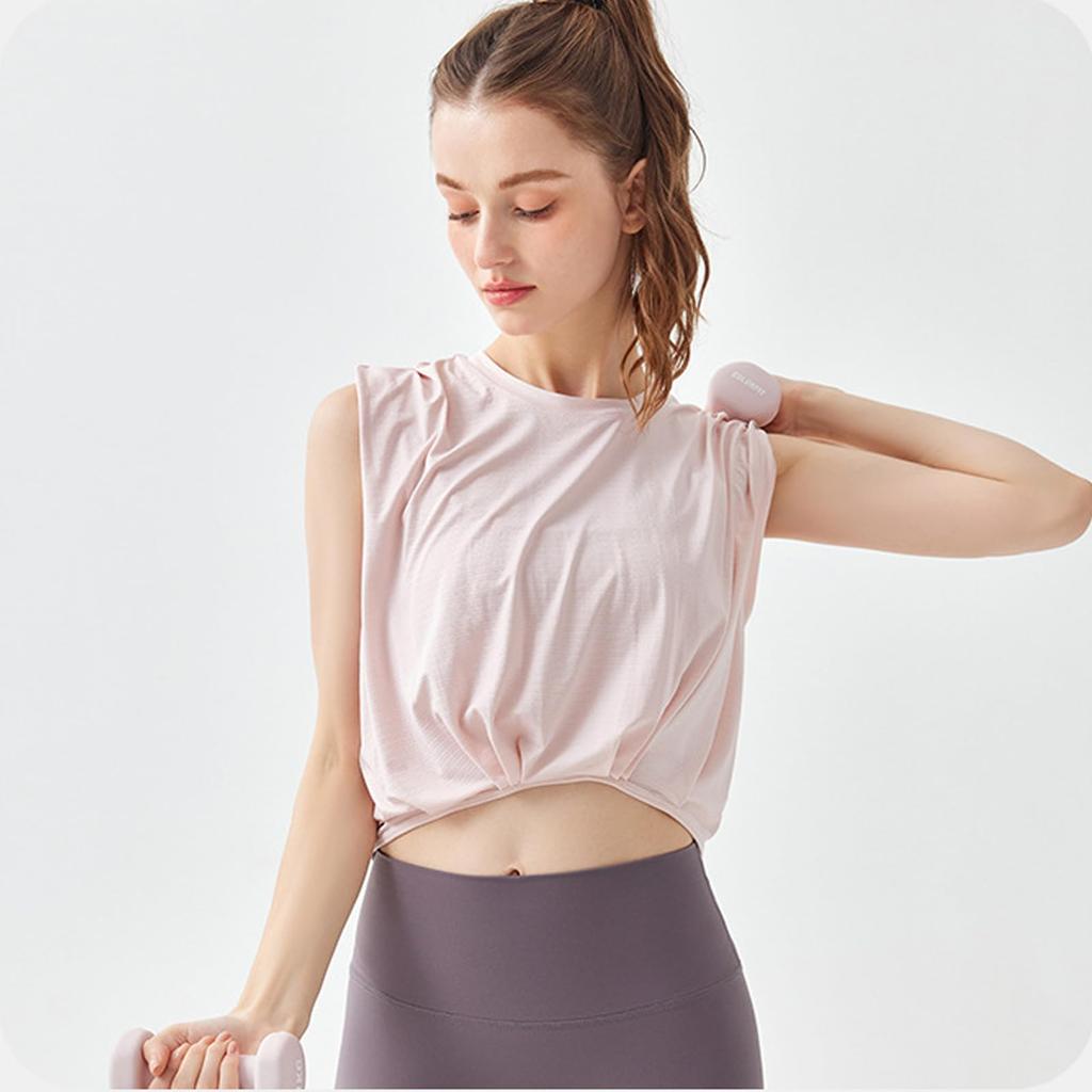 Yuoku Short Sleeved Tank Top with Striped Perfect for and Gym Features a and Stretch Perfect for A02 Women's Print, See-Through Design, Yoga, Pilates,