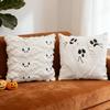 Halloween Pumpkin Ghost Throw Pillow Cover Soft Plush Pillow Cushion Case Velvet Back Pillowcase for Home Living Room Bed Decor