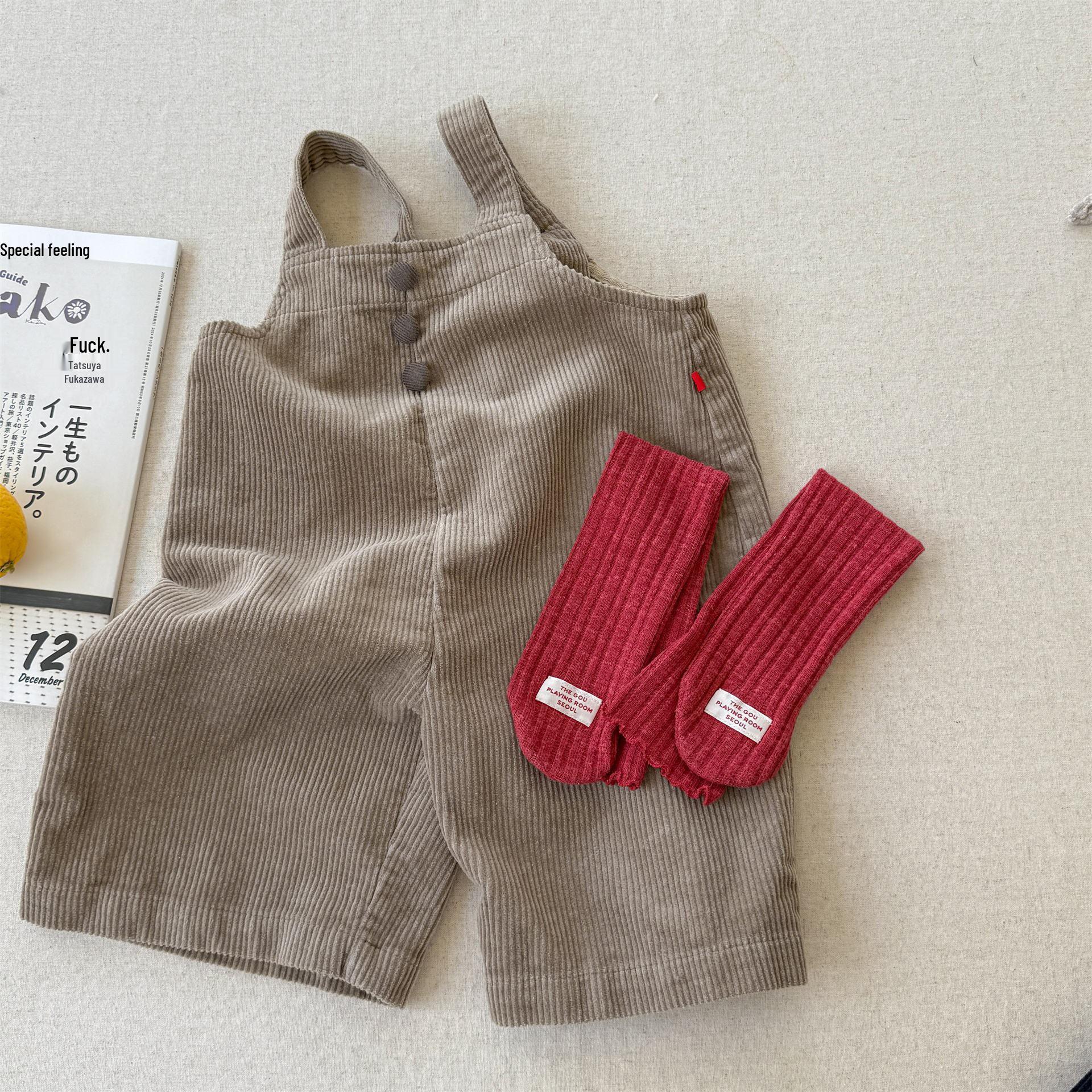 

Детская осенняя мода: Широкие брюки для девочек и хлопковые комбинезоны для мальчиков, в корейском стиле 90 cm хаки