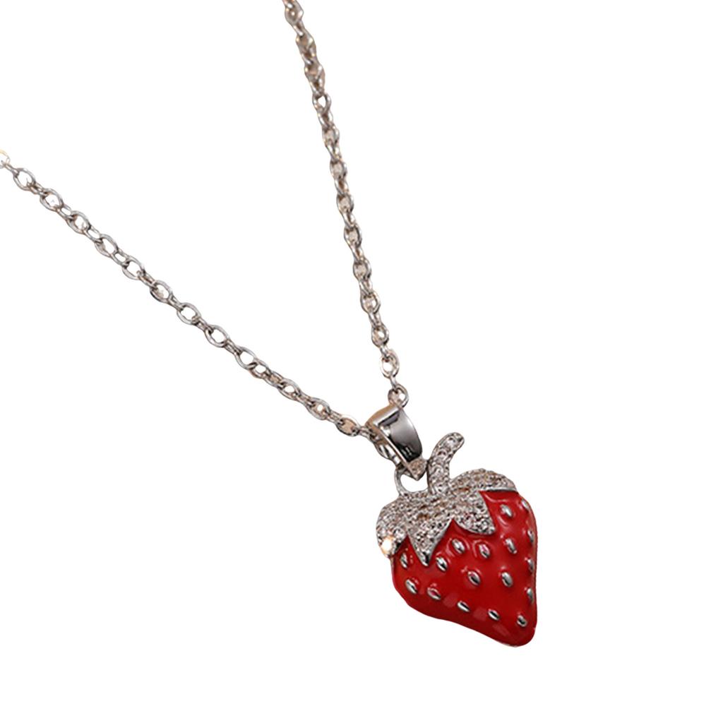 Strawberry Pendant Necklace Simple Necklace Titanium Steel Texture Date Jewelry for Music Festivals and Fashion Shows
