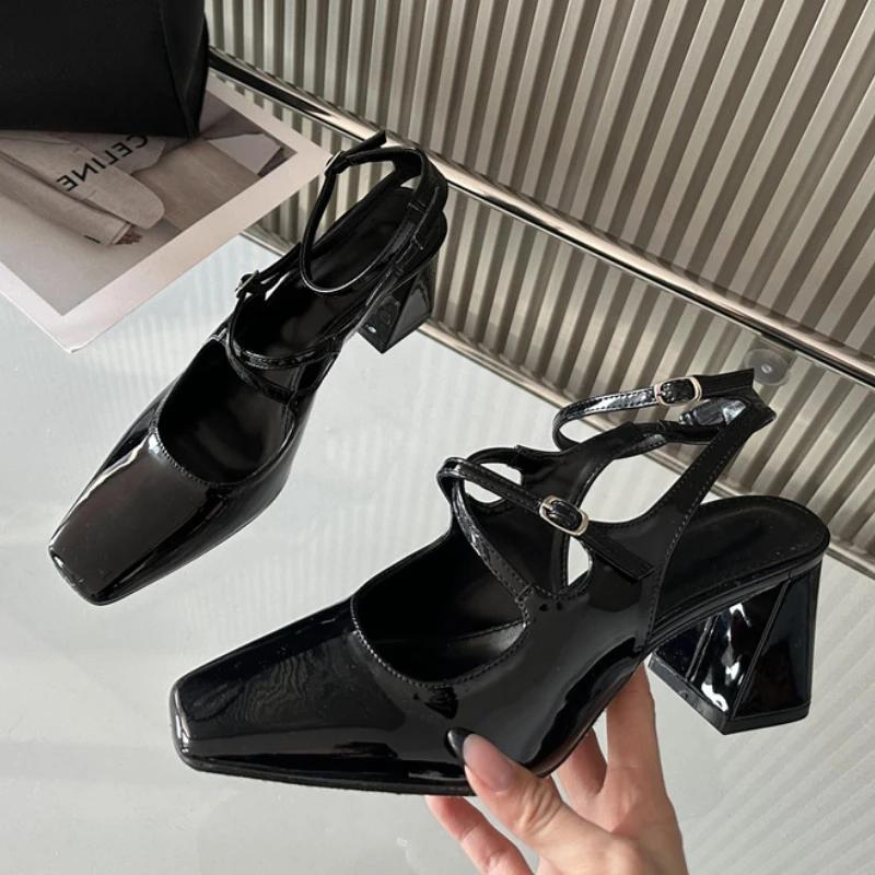 

Модные туфли-лодочки с квадратным носком и толстым каблуком с леопардовым принтом в стиле ретро, лето 2025, элегантная женская обувь, женские туфли Мэри Джейн для платья, роскошная обувь 35 чёрный