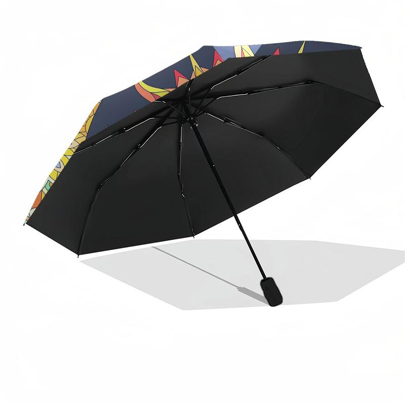 1pc Mandala Art Design Umbrella with Plastic Handle,Vibrant Cartoon Pattern,Multi-functional UmbrellaPT042