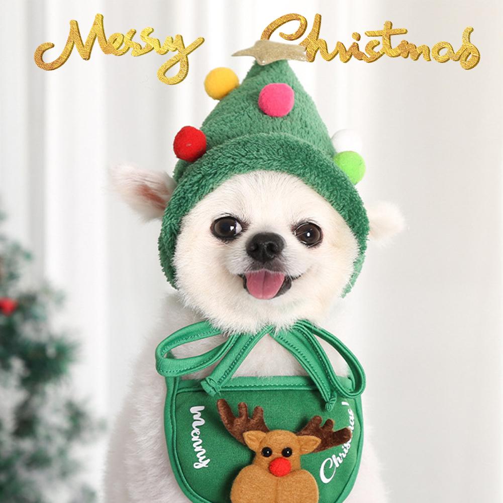 Christmas Pet Cosplay Hat   For Dogs Cats Clothes Costumes Santa Hood Scarf Dressing Up Christmas Party Costume Suit
