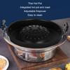 Round Thai BBQ Grill Pan Black Grill Pan with Side Portable Hot Pot Grill Pan  Restaurant Use