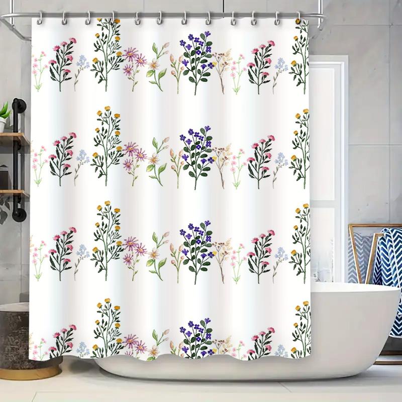 

Black White Modern Bathtub Shower Curtain with Birds Floral Pattern for Home Bathroom Decor Printed Polyester Fabric Waterproof 90x180cm