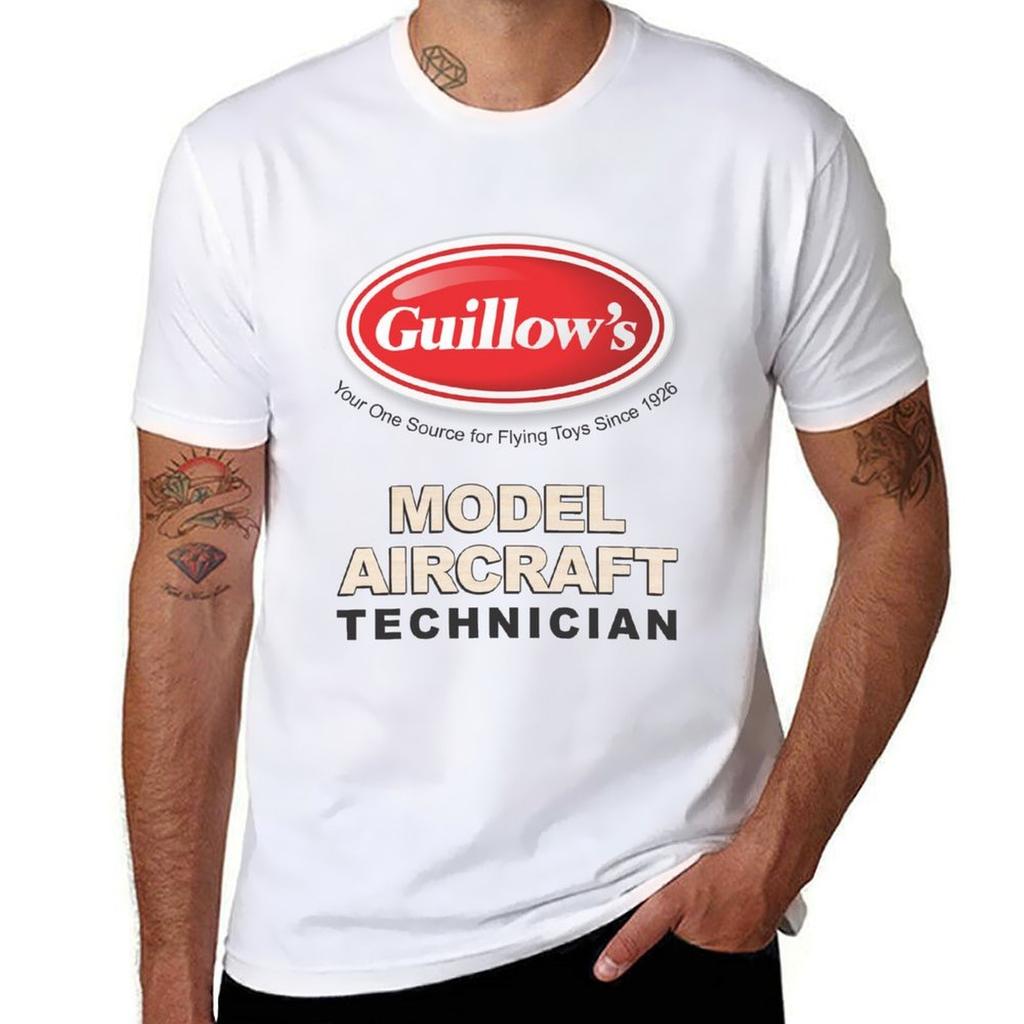 Guillow Model Aircraft Technician Tshirt Classic Graphic Short Sleeve Top