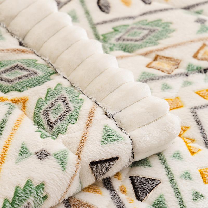 Modern Geometric Pattern Thickened Autumn Winter Snowflake Velour Sofa Cushion Plush Anti-Slip Seat Cover