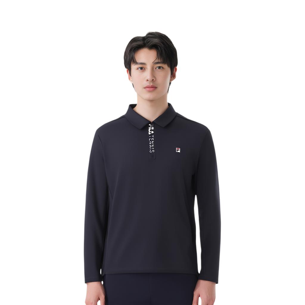 Fila Simple Versatile Half-Zip Polo Shirt Men Tops Royal-Blue A11M513218FNV