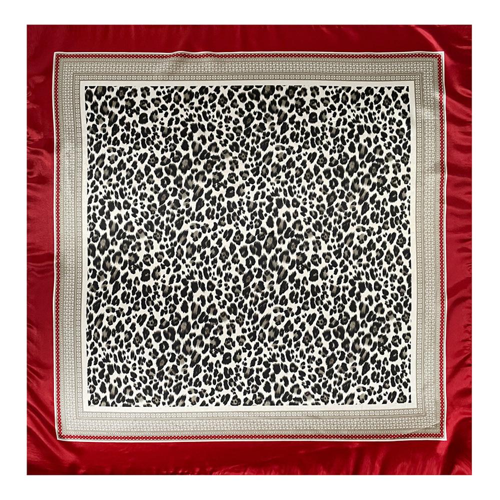 90cm Leopard-print Silk Scarf / Headscarf for Women – Versatile Rayon Satin Large Scarf