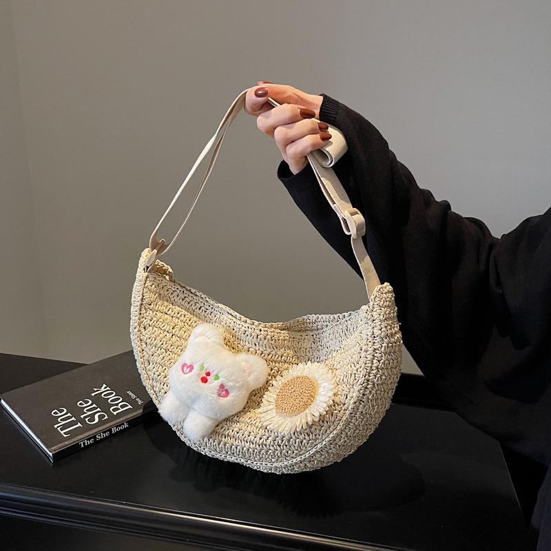 Holiday Wind Beach Bag Retro Woven Bag New Straw Bag Seaside Bag Crossbody Shoulder Dumpling Bag