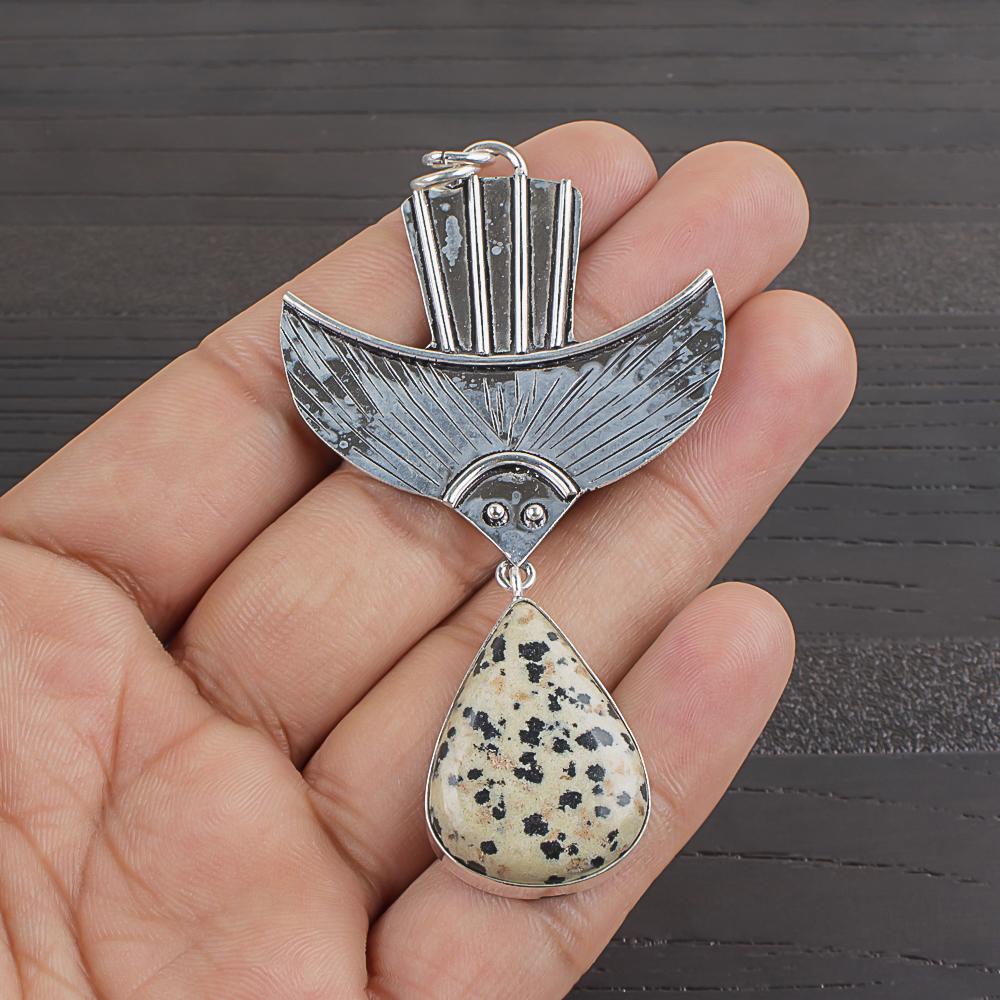 

Natural Dalmatian Jasper Gemstone 925 Sterling Silver Jewelry Pendant 3.02 AJP-2089