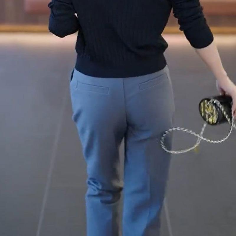 Calças de Terno Casuais Retas Soltas de Cintura Alta com Bolso de Botão Moda Avançada Simples para o Trabalho Primavera Outono e Verão 2023