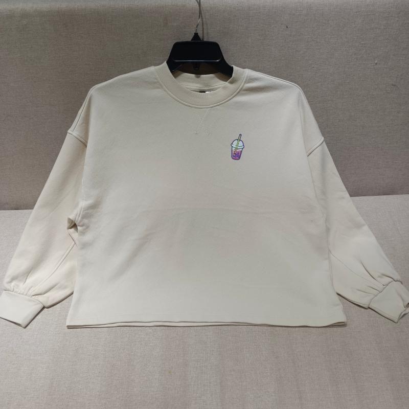 

European and American Single Toy Story Loose round Neck Sweatshirt Minimalist Long Sleeve Tops Drop Shoulder Spring & Fall Plus Size Women s Top Beige S