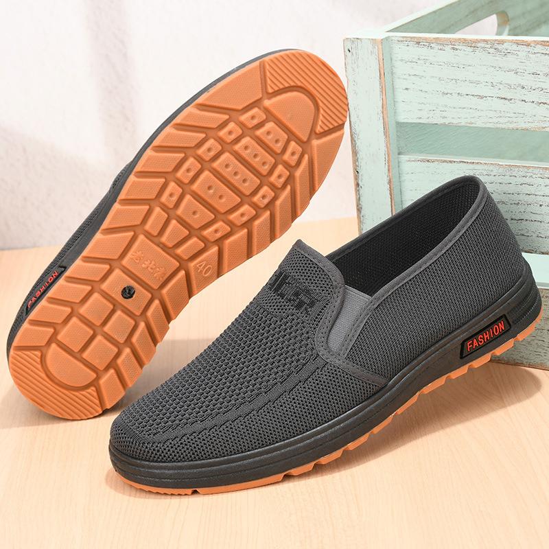 

Туфли из ткани Old Beijing для людей среднего и пожилого возраста, повседневные, дышащие, подошва из коровьей кожи, мужские одинарные туфли, мягкая плетеная подошва, папины туфли 44 серый