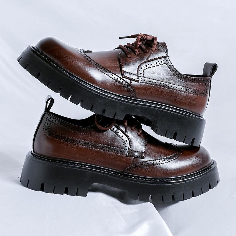 Moda Moda Męskie Casualowe Skórzane Buty Brytyjskie Biznesowe Buty Klasyczne Męskie Sznurowane Oksfordy Eleganckie Obuwie Brogowe Trampki