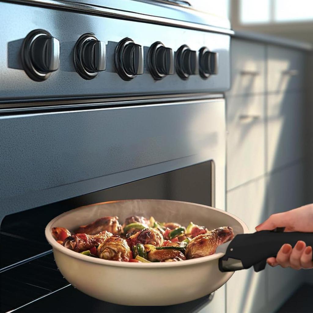 AUTAKI Detachable Frying Pan Handles for Pots and Easy To Install and Remove with One and Scratch Your Pot T-fal Pans, Hand, Heat-Resistant, Stable,