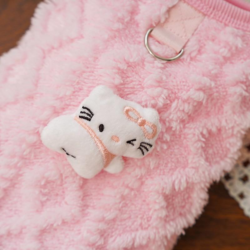 Winter Warm Pet Vest Cats Small Dogs - Cute Cartoon Style Fleece Lined Cozy Outfit In Multiple Colors